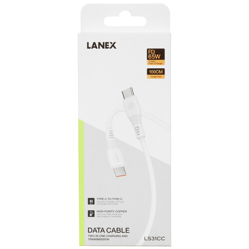Купить Кабель круглый LANEX USB Type-C - USB Type-C белый 1 м  9280463. Характеристики, отзывы и цены в Донецке