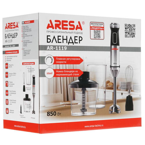 Купить Блендер погружной Aresa AR-1119 серебристый  8165706. Характеристики, отзывы и цены в Донецке