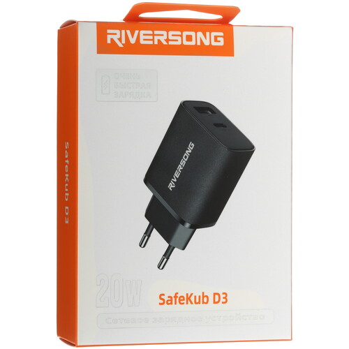 Купить Сетевое зарядное устройство Riversong SafeKub D3 черный  5487655. Характеристики, отзывы и цены в Донецке