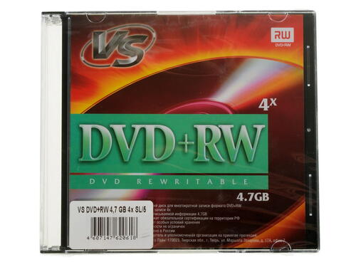 Купить DVD-диск VS DVD+RW, 4.7 ГБ, Slim Case, 4x, 1 шт  0118258. Характеристики, отзывы и цены в Донецке