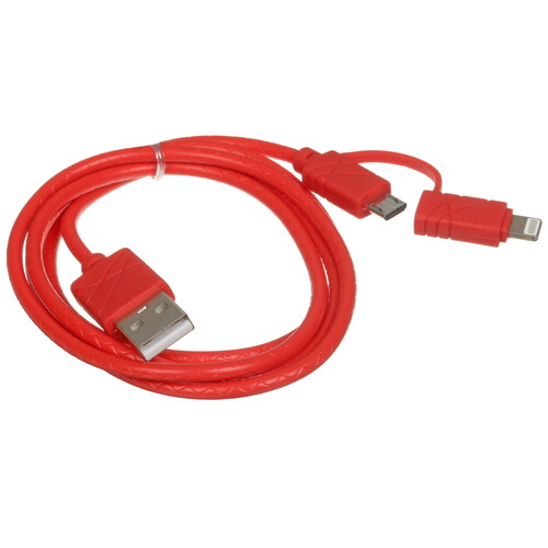 Купить Кабель круглый FORZA Lightning 8-pin, micro USB - USB 2.0 Type-A красный 1 м  5482328. Характеристики, отзывы и цены в Донецке