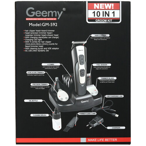 Купить Машинка для стрижки Geemy GM-592 серебристый/черный  5492182. Характеристики, отзывы и цены в Донецке