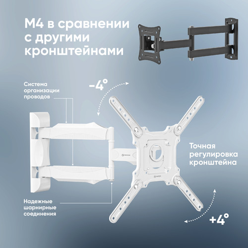 Купить Кронштейн для ТВ ONKRON M4 белый  4830315. Характеристики, отзывы и цены в Донецке