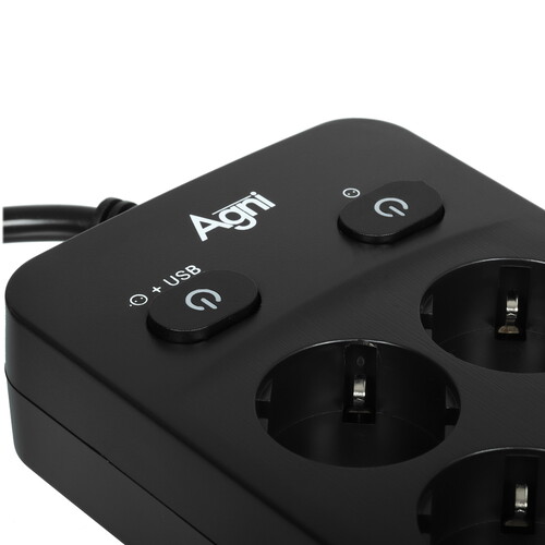 Купить Сетевой фильтр AGNI TP-FO4U10E-C черный  9289339. Характеристики, отзывы и цены в Донецке