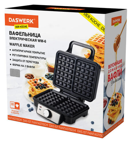 Купить Вафельница Daswerk WM-6 черный  9079705. Характеристики, отзывы и цены в Донецке
