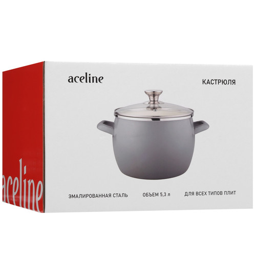 Купить Кастрюля Aceline Celestia A3C53 5.3 л 22 см серый  9201351. Характеристики, отзывы и цены в Донецке