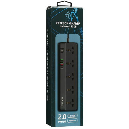 Купить Сетевой фильтр DEXP Universal 520B черный  5402994. Характеристики, отзывы и цены в Донецке