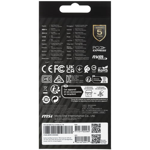 Купить 1000 ГБ M.2 NVMe накопитель MSI SPATIUM M450 [S78-440L980-P83]  5440375. Характеристики, отзывы и цены в Донецке