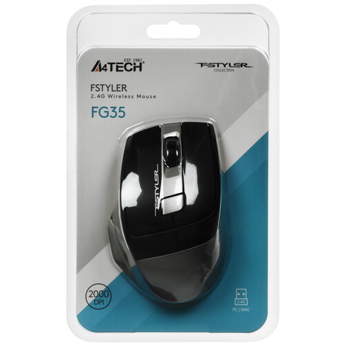 Купить Мышь беспроводная A4Tech Fstyler FG35  серый  9280325. Характеристики, отзывы и цены в Донецке