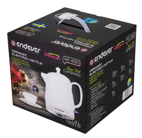 Купить Электрочайник Endever KR-450C белый  5365520. Характеристики, отзывы и цены в Донецке