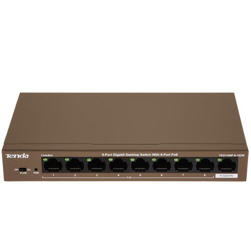 Купить Коммутатор Tenda TEG1109P-8-102W  4858222. Характеристики, отзывы и цены в Донецке