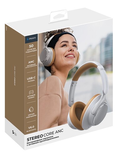 Купить Беспроводные/проводные наушники Deppa Stereo Core ANC белый 2025  9299921. Характеристики, отзывы и цены в Донецке