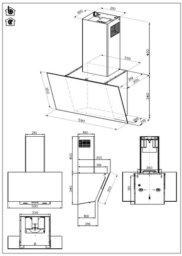 Купить Вытяжка наклонная Hotpoint HPHV 63LT BL черный/черный  9106743. Характеристики, отзывы и цены в Донецке