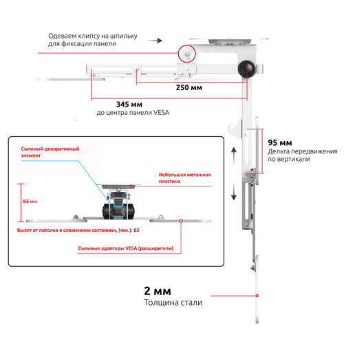 Купить Кронштейн для ТВ UNITEKI SNM3440CBW белый  9298836. Характеристики, отзывы и цены в Донецке