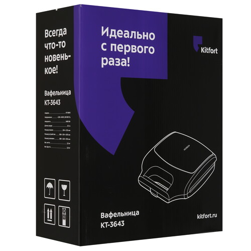 Купить Вафельница Kitfort КТ-3643 белый  9285119. Характеристики, отзывы и цены в Донецке