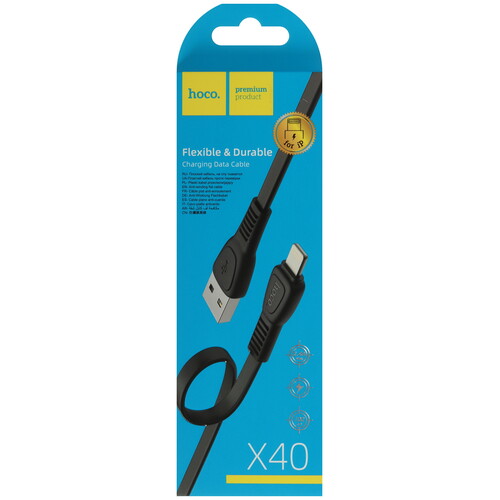 Купить Кабель плоский Hoco Lightning 8-pin - USB 2.0 Type-A черный 1 м  5475118. Характеристики, отзывы и цены в Донецке