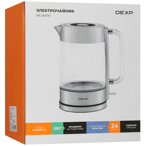 Купить Электрочайник DEXP DK-304TH серебристый  9202278. Характеристики, отзывы и цены в Донецке