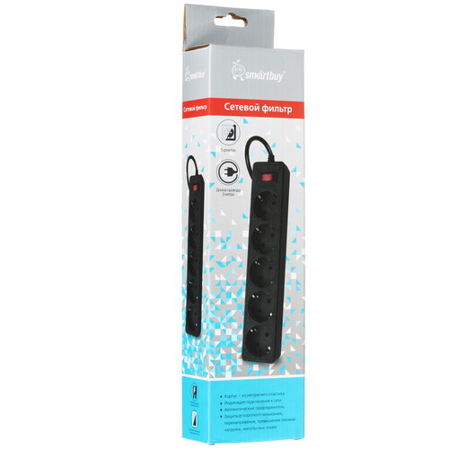 Купить Сетевой фильтр Smartbuy SBSP-30-K черный  9192870. Характеристики, отзывы и цены в Донецке