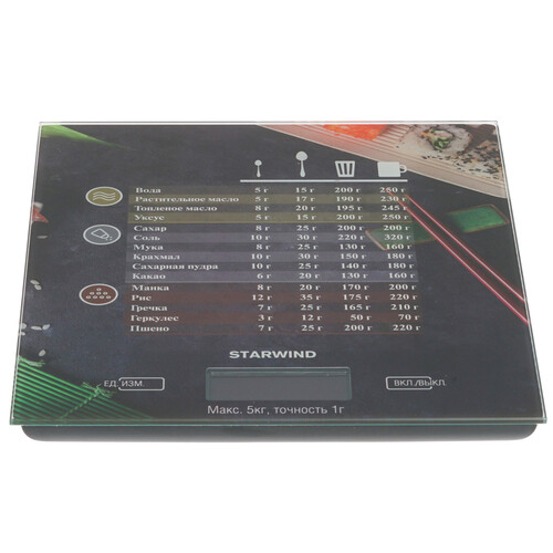 Купить Кухонные весы Starwind SSK3377 черный  8118726. Характеристики, отзывы и цены в Донецке