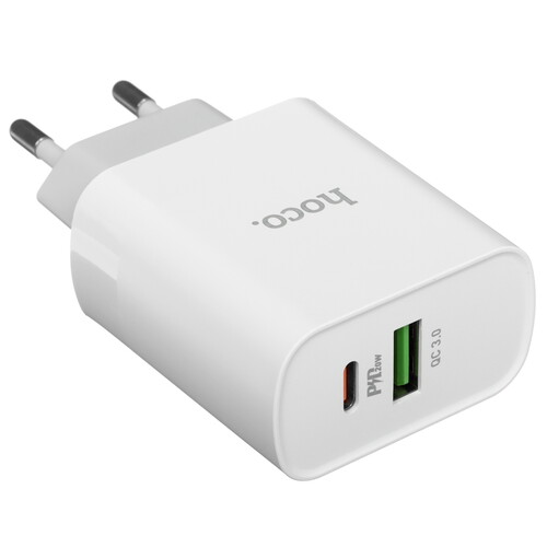 Купить Сетевое зарядное устройство Hoco C80A белый  5474906. Характеристики, отзывы и цены в Донецке