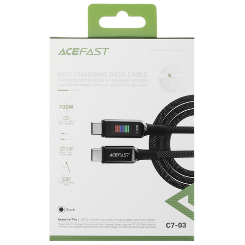 Купить Кабель ACEFAST USB Type-C - USB Type-C черный  5440783. Характеристики, отзывы и цены в Донецке