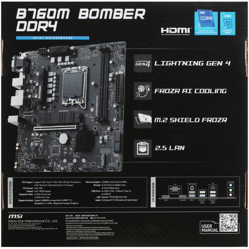 Купить Материнская плата MSI B760M BOMBER DDR4  5462222. Характеристики, отзывы и цены в Донецке