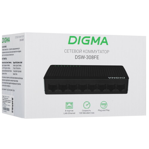 Купить Коммутатор Digma DSW-308FE  9156493. Характеристики, отзывы и цены в Донецке