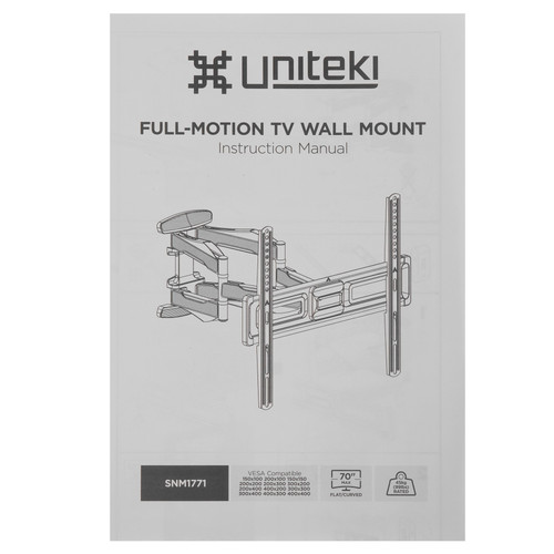 Купить Кронштейн для ТВ UNITEKI SNM1771 черный  9298816. Характеристики, отзывы и цены в Донецке