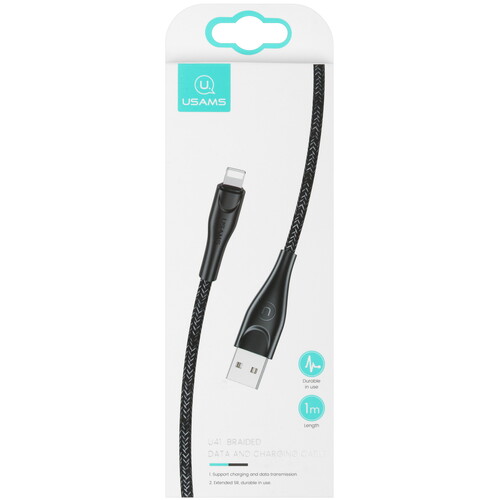 Купить Кабель круглый USAMS Lightning 8-pin - USB 2.0 Type-A черный 1 м  5480388. Характеристики, отзывы и цены в Донецке