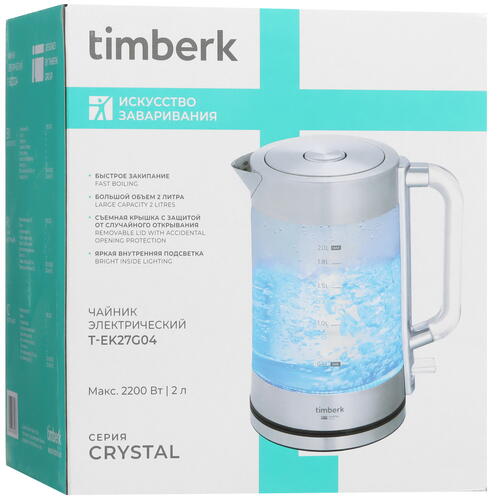 Купить Электрочайник Timberk T-EK27G04 серебристый  9091198. Характеристики, отзывы и цены в Донецке