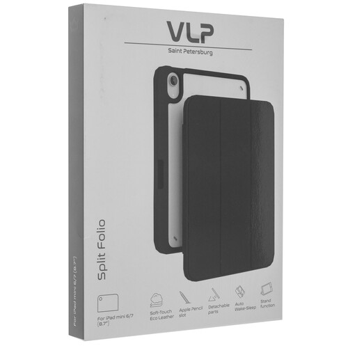 Купить Чехол-книжка VLP Split Folio для Apple iPad mini (6-7th Gen) черный  9263544. Характеристики, отзывы и цены в Донецке
