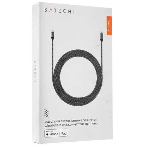 Купить Кабель круглый Satechi Lightning 8-pin MFI - USB Type-C серый 1.8 м  5046766. Характеристики, отзывы и цены в Донецке