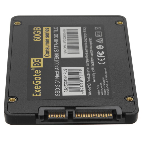 Купить 60 ГБ 2.5" SATA накопитель ExeGate Next A400TS60 [EX280421RUS]  5355202. Характеристики, отзывы и цены в Донецке