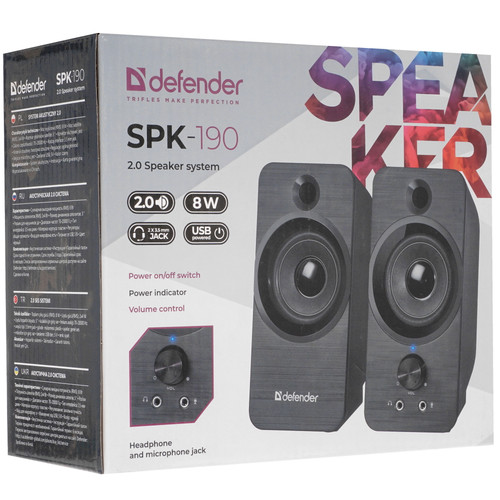 Купить Колонки Defender SPK-190 черный  5358806. Характеристики, отзывы и цены в Донецке