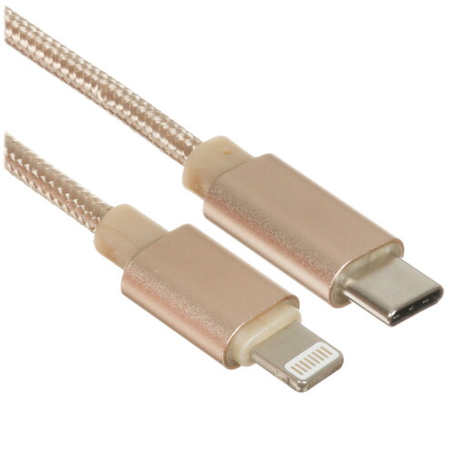 Купить Кабель круглый Атом Lightning 8-pin - USB Type-C золотистый 1 м  5480103. Характеристики, отзывы и цены в Донецке