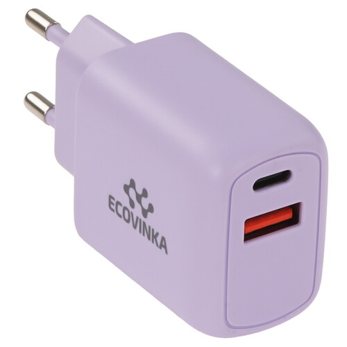 Купить Сетевое зарядное устройство ECOVINKA GAN-33UE фиолетовый  9139786. Характеристики, отзывы и цены в Донецке
