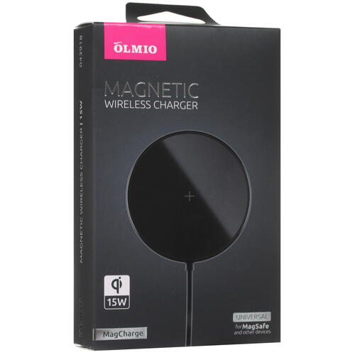 Купить Беспроводное зарядное устройство Olmio MagCharge черный  4854583. Характеристики, отзывы и цены в Донецке