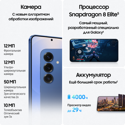 Купить 6.2" Смартфон Samsung Galaxy S25 512 ГБ синий  5612855. Характеристики, отзывы и цены в Донецке