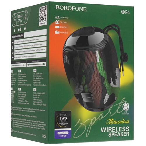 Купить Портативная колонка Беспроводная bluetooth-колонка Borofone BR6 Miraculous Sports, камуфляжный  9244537. Характеристики, отзывы и цены в Донецке