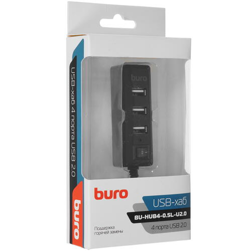 Купить USB-разветвитель Buro BU-HUB4-0.5L-U2.0  8148043. Характеристики, отзывы и цены в Донецке