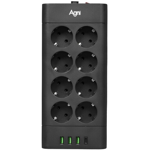 Купить Сетевой фильтр AGNI TP-FA4U8E-C черный  9289258. Характеристики, отзывы и цены в Донецке