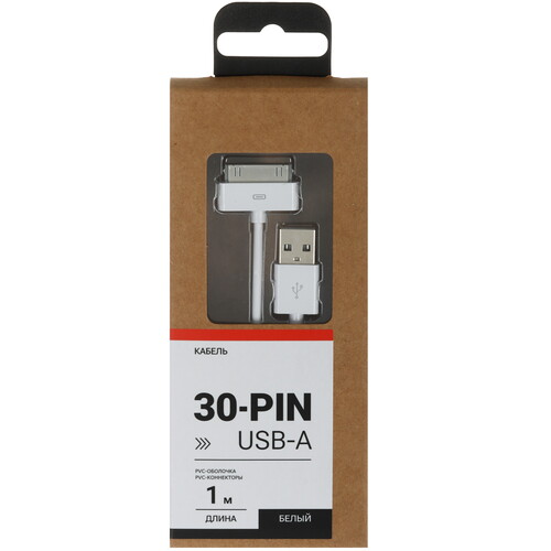 Купить Кабель круглый Aceline 30-pin Apple - USB 2.0 Type-A белый 1 м  9086513. Характеристики, отзывы и цены в Донецке