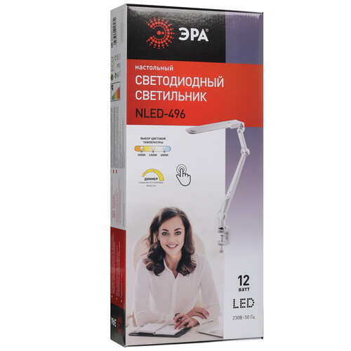 Купить Настольный светильник ЭРА NLED-496-12W-W белый  9039854. Характеристики, отзывы и цены в Донецке