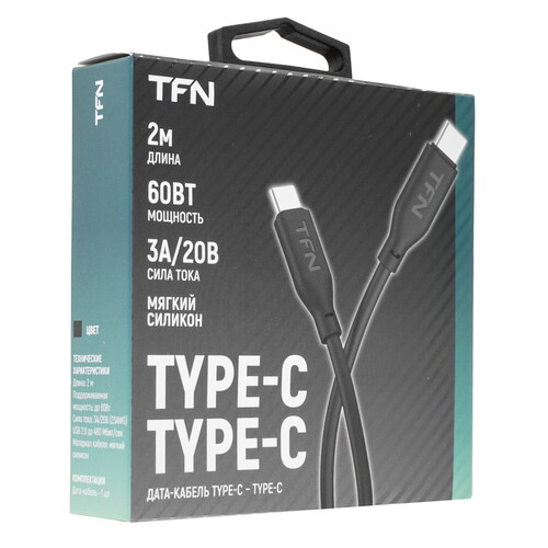 Купить Кабель круглый TFN USB Type-C - USB Type-C черный 2 м  9174440. Характеристики, отзывы и цены в Донецке