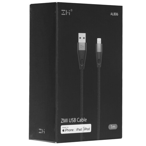 Купить Кабель круглый ZMI Lightning 8-pin MFI - USB 2.0 Type-A черный 1 м  9282820. Характеристики, отзывы и цены в Донецке