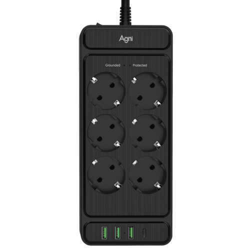 Купить Сетевой фильтр AGNI TP-FS4U6E-C черный  9289292. Характеристики, отзывы и цены в Донецке