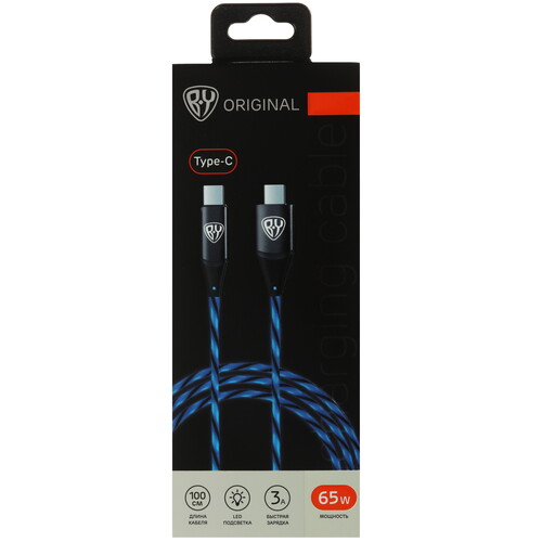 Купить Кабель круглый BY USB Type-C - USB Type-C синий 1 м  5482269. Характеристики, отзывы и цены в Донецке