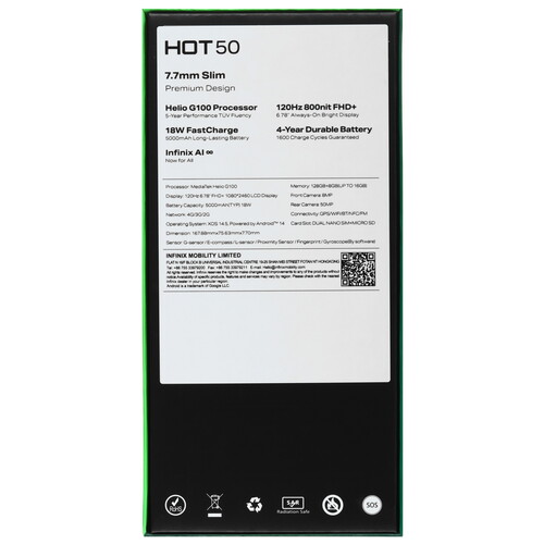 Купить 6.78" Смартфон Infinix HOT 50 128 ГБ черный  5479920. Характеристики, отзывы и цены в Донецке
