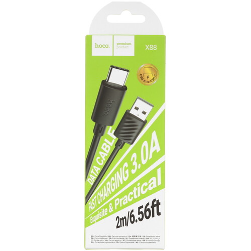 Купить Кабель круглый Hoco USB Type-C - USB 2.0 Type-A черный 2 м  5635371. Характеристики, отзывы и цены в Донецке