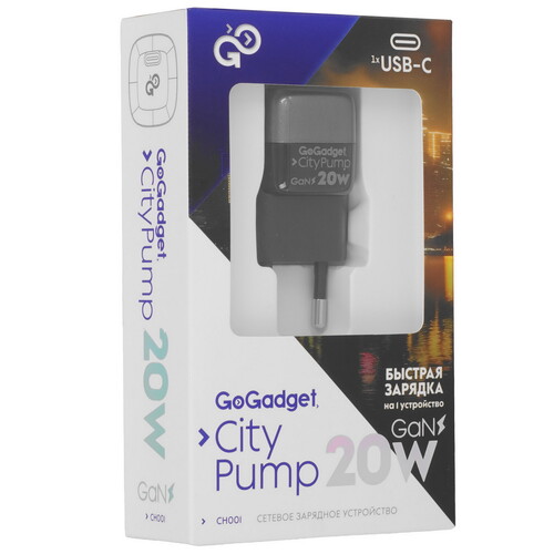 Купить Сетевое зарядное устройство GoGadget CityPump 20W черный  9206838. Характеристики, отзывы и цены в Донецке